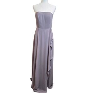 New Lulus Strapless Maxi Dress‎ Formal Bridesmaid Ruffle Detail Women's Size M